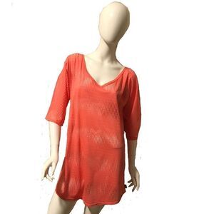 Swimsuit. Cover Meah Three Quarter Bright Coral Orange XS/S